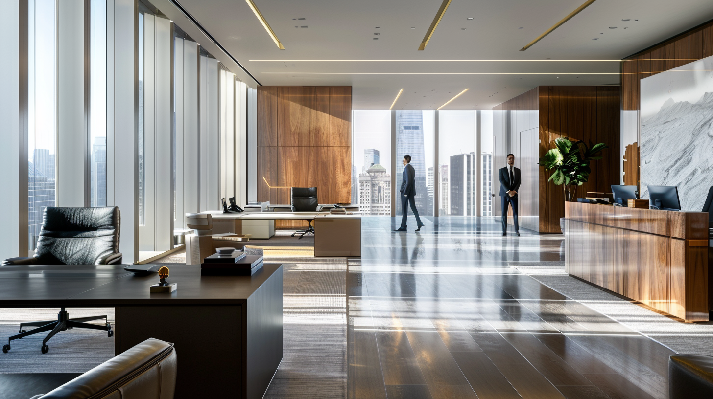 High-end corporate interior with professional insurance team